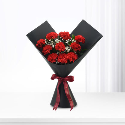 10 Burgundy Carnations Bouquet - Zuvees.ae