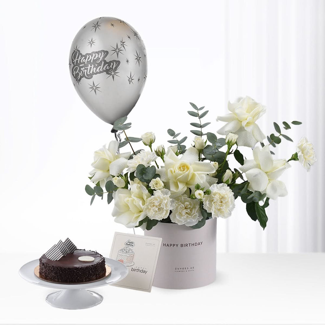 Ethereal White Flower Box &amp; Cake Combo