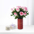 12 Pink Roses Vase To Mom Bakhoor Combo - Zuvees.ae