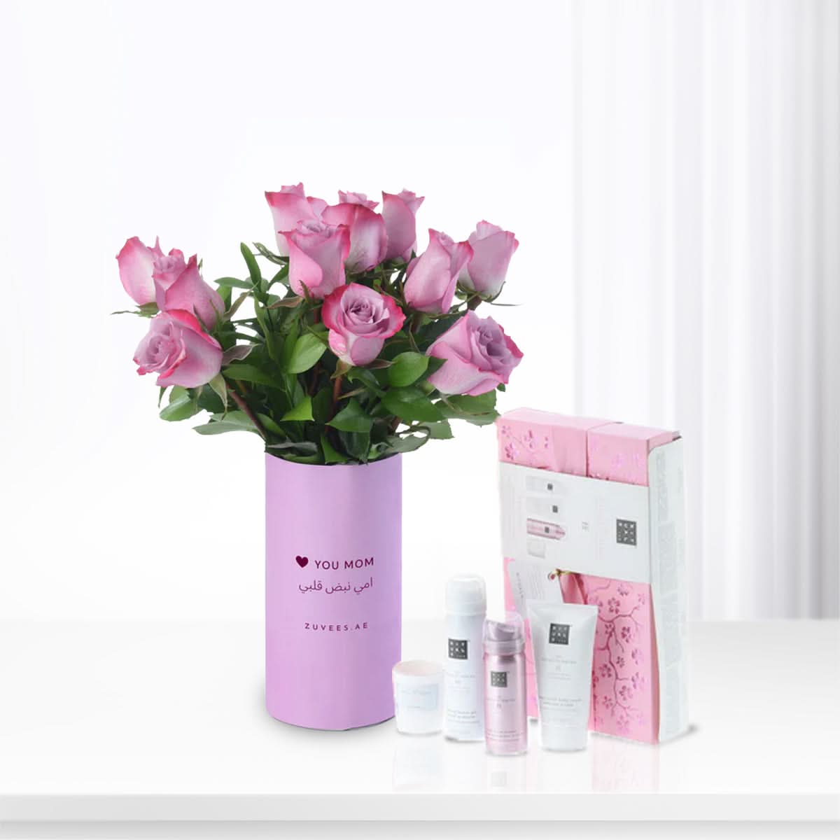 12 Purple Roses Vase To Mom Rituals Combo - Zuvees.ae