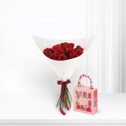 12 Red Roses Love Bouquet Chocolate Combo - Zuvees.ae