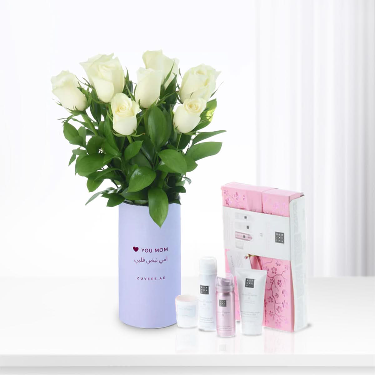 12 White Roses Vase To Mom Rituals Combo - Zuvees.ae