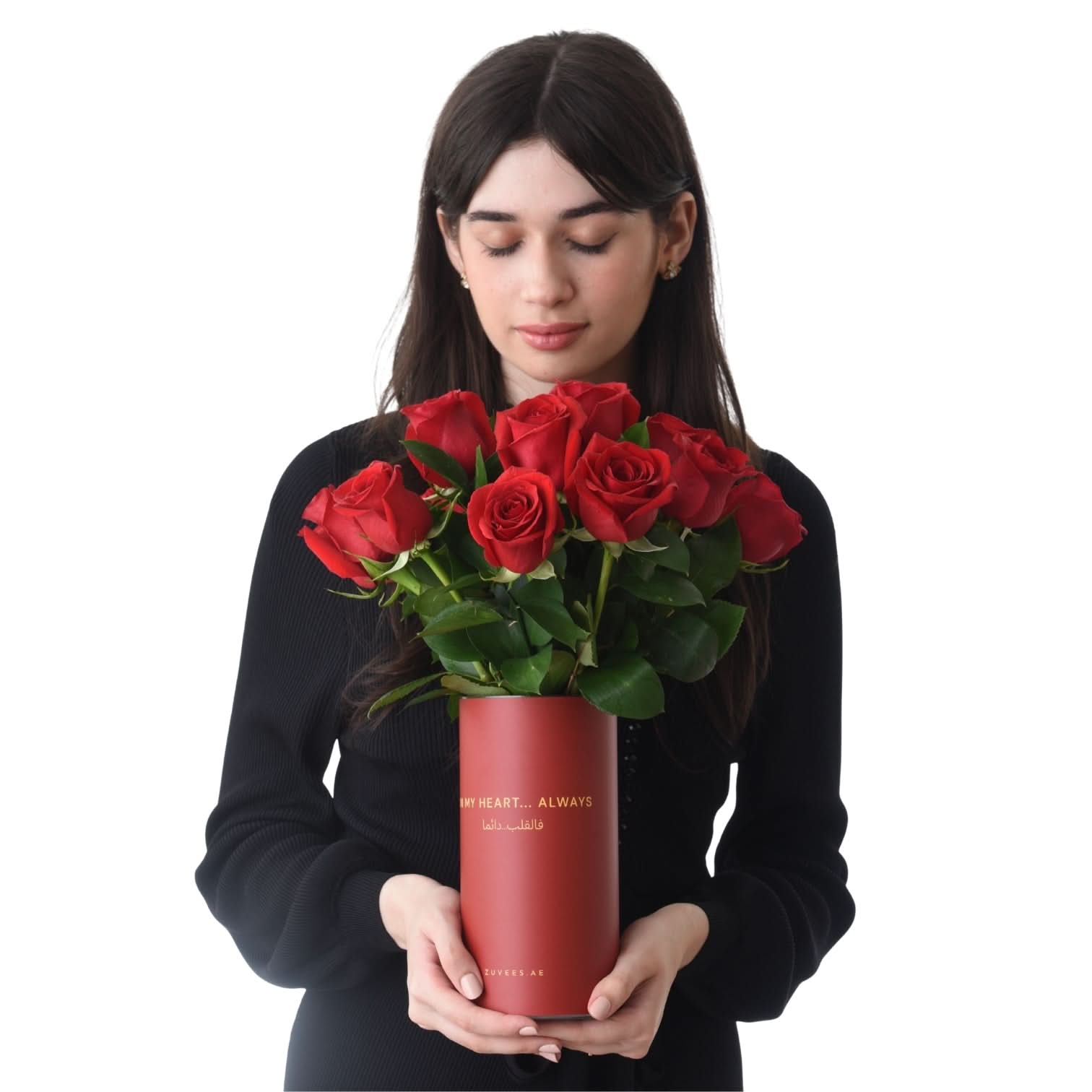 15 Red Roses In In My Heart Always Vase Cake Combo - Zuvees.ae