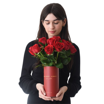 15 Red Roses In In My Heart Always Vase Cake Combo - Zuvees.ae