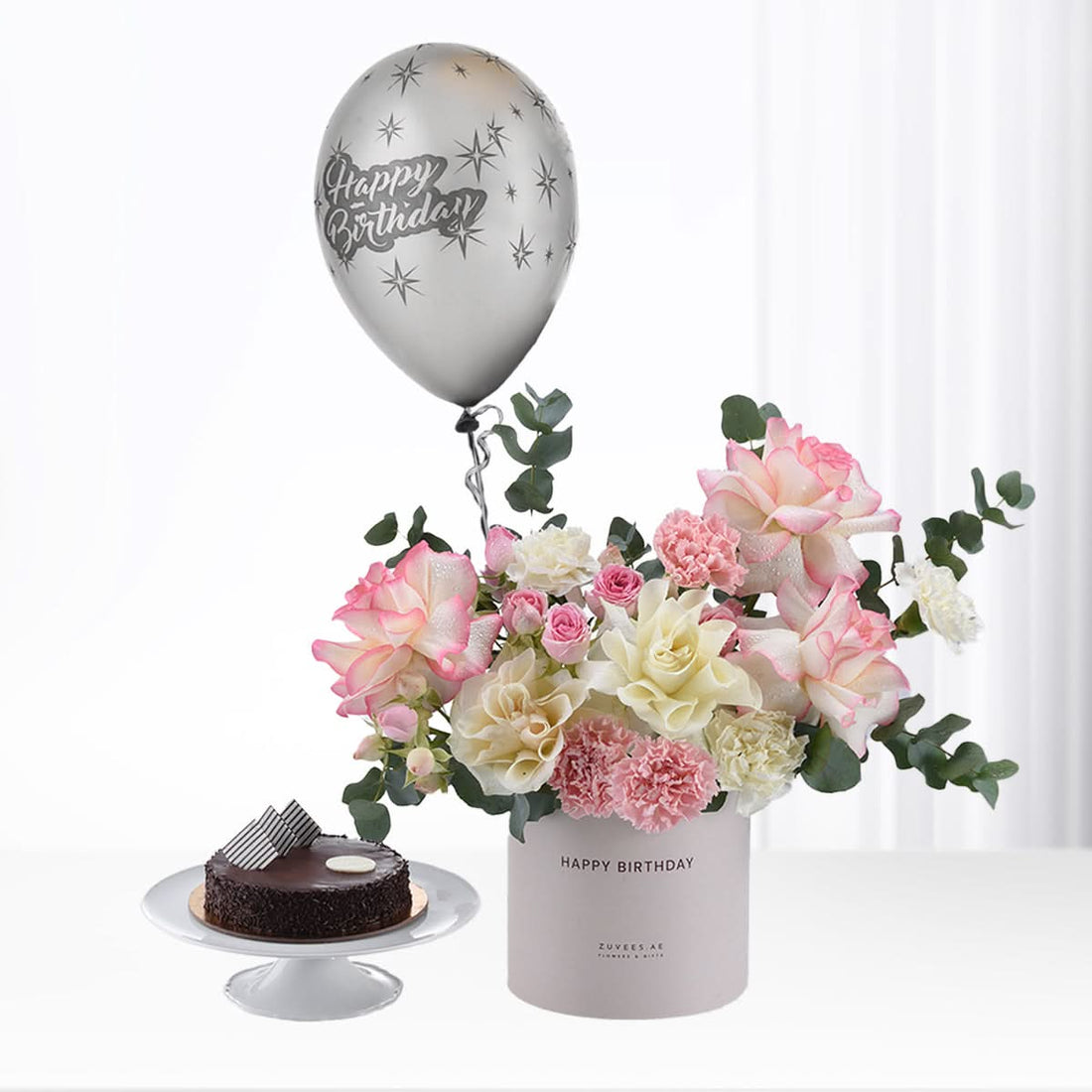 Blush Serenity Birthday Bloom Box &amp; Cake Combo