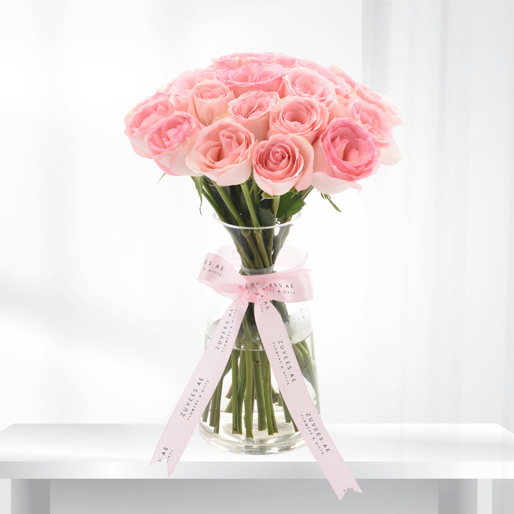 Sweet Pink Roses Vase