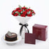 24 Red Roses Scarlet Bouquet with Classic Chocolate Cake - Zuvees.ae