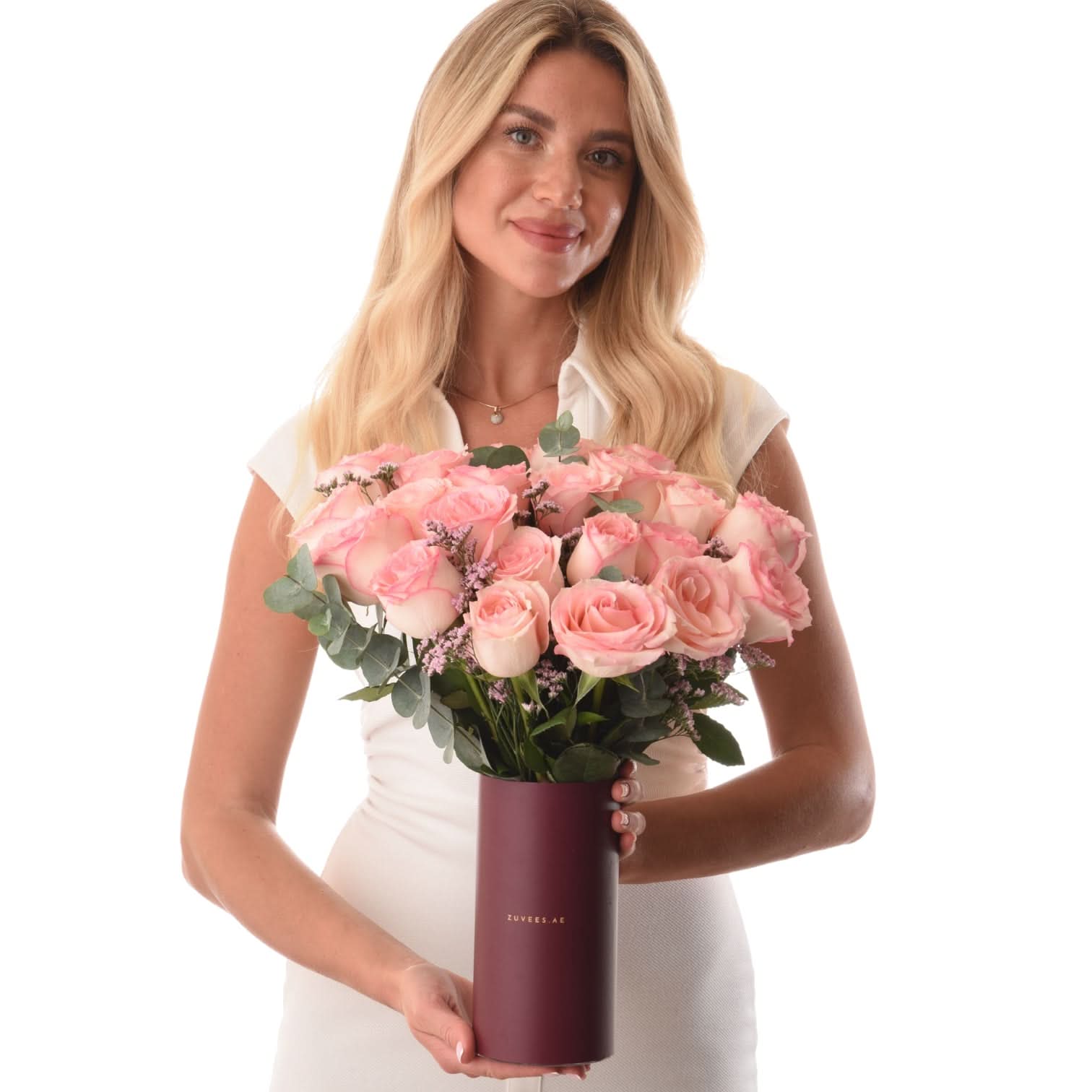 24 Pink Roses Thank You Vase