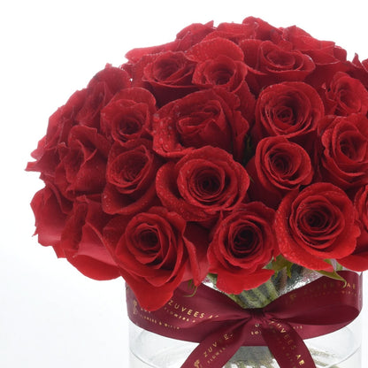 50 Red Roses In Glass Vase Cake Combo - Zuvees.ae