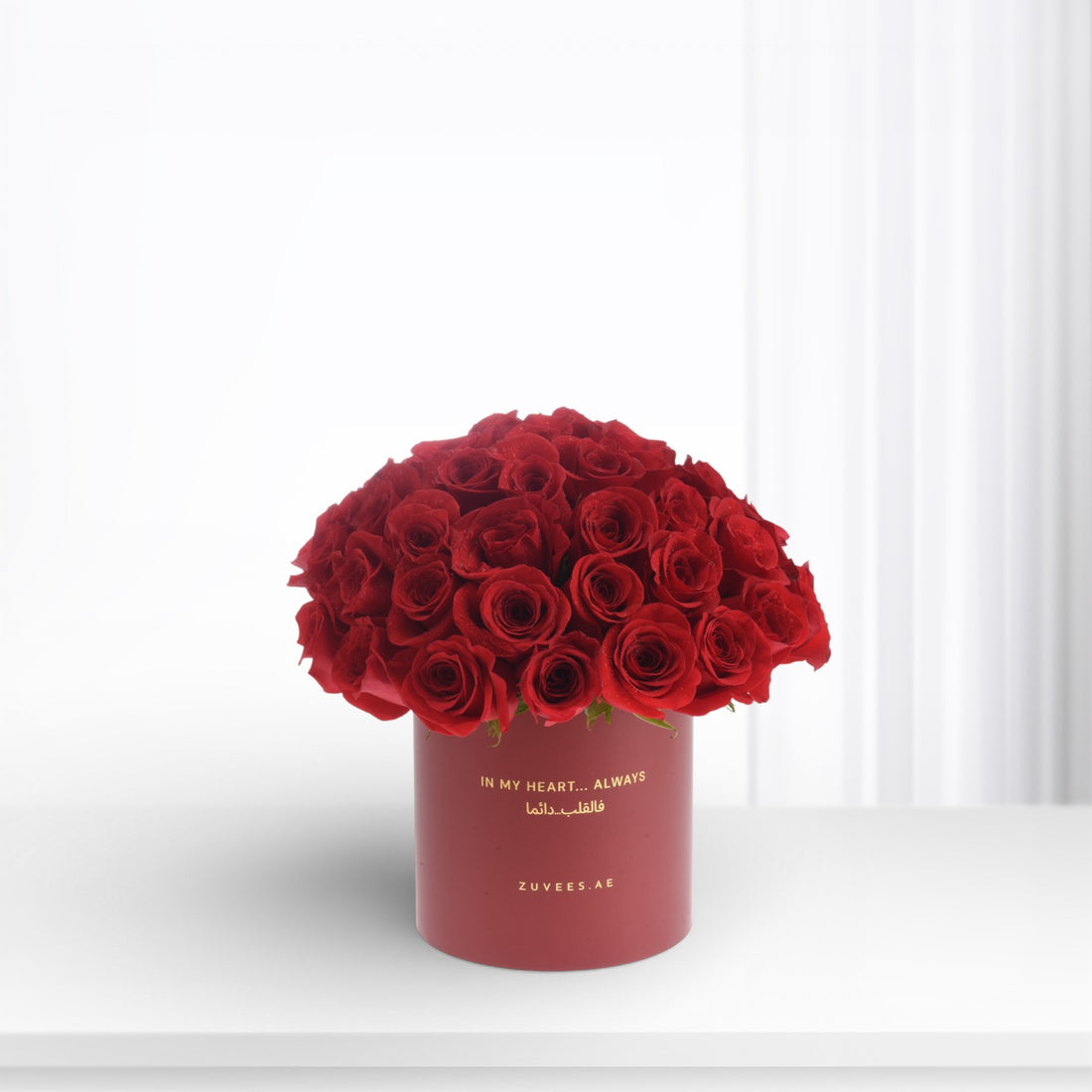 50 Roses in Red Aura Red Love Vase - Zuvees.ae