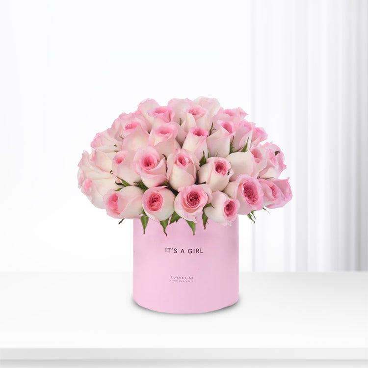 51 Blush Roses Its A Girl Vase - Zuvees.ae