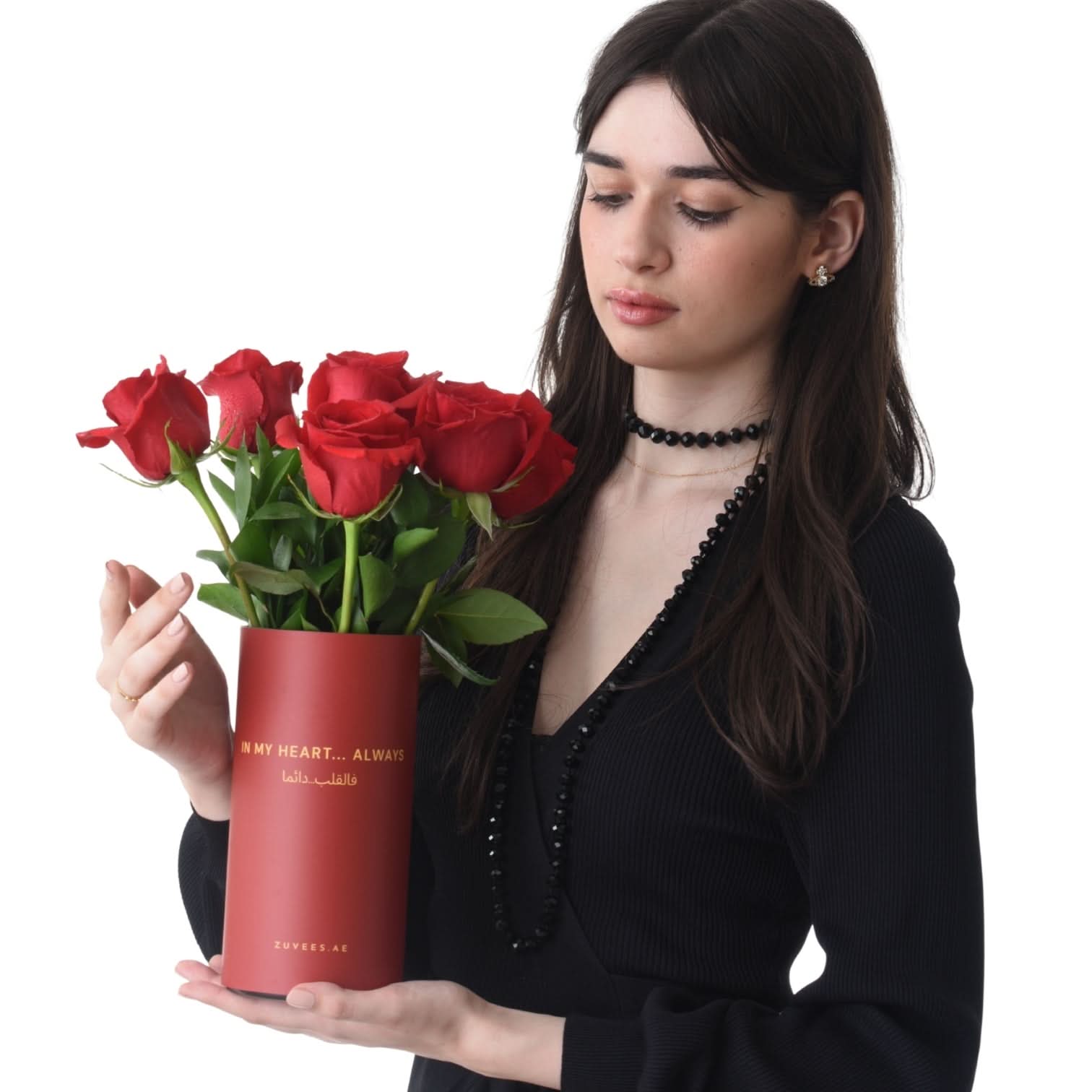 6 Roses In Valentine's Vase - Zuvees.ae