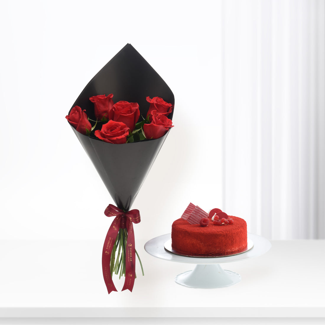 6 Roses For The One Cake Combo