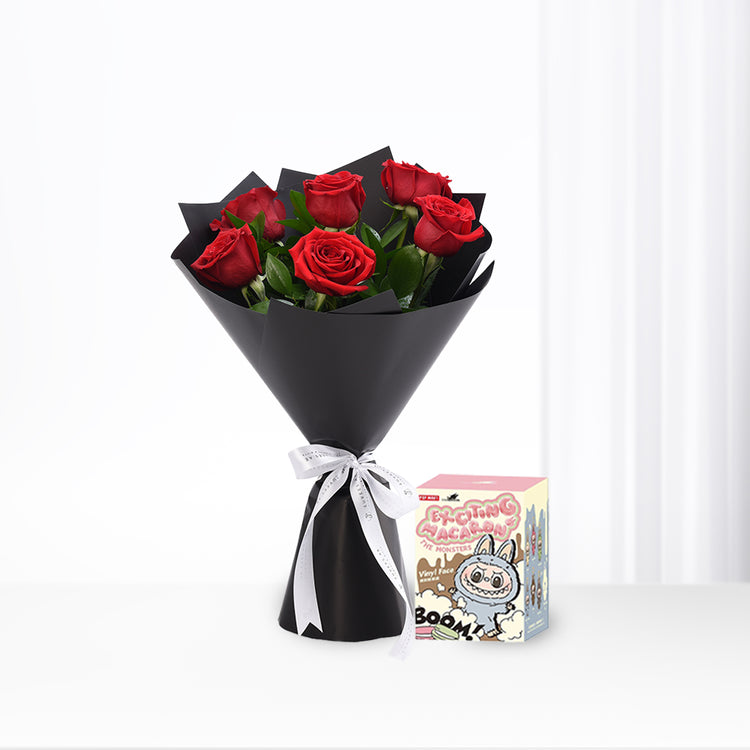 Red Rose Bouquet &amp; Labubu Monster