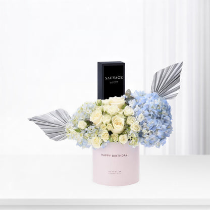 Blue &amp; White Birthday Bloom Box Perfume Combo - Zuvees.ae