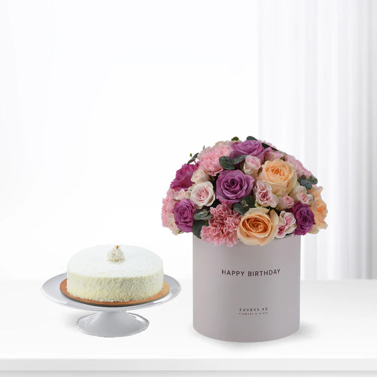 Blush &amp; Lavender Birthday Box Cake Combo - Zuvees.ae