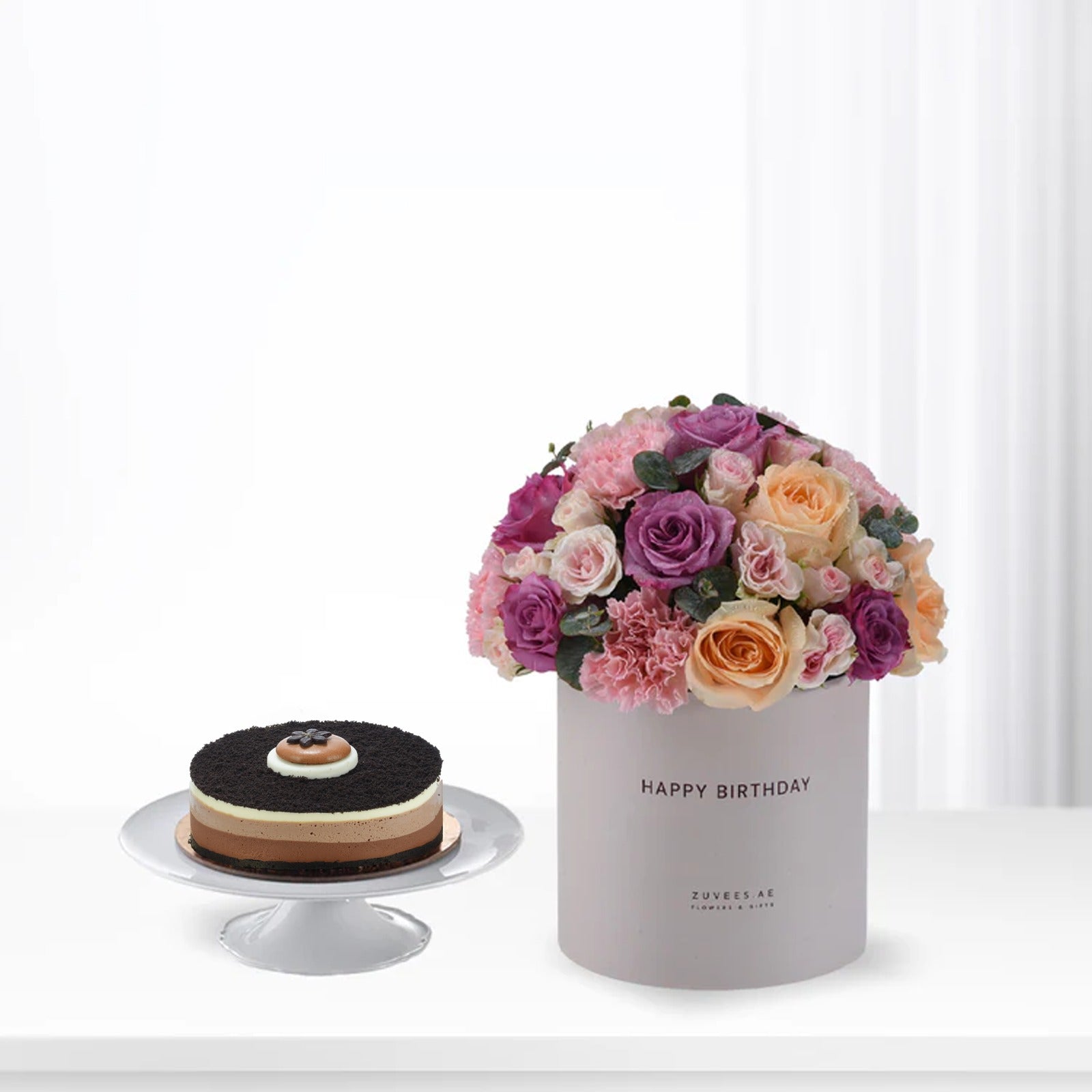 Blush &amp; Lavender Birthday Box Cake Combo - Zuvees.ae