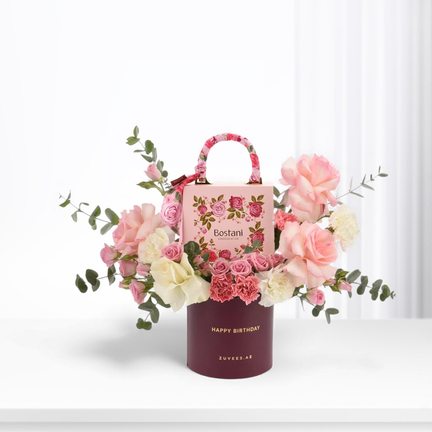 Blushing Delight Birthday Bloom &amp; Chocolate Combo - Zuvees.ae