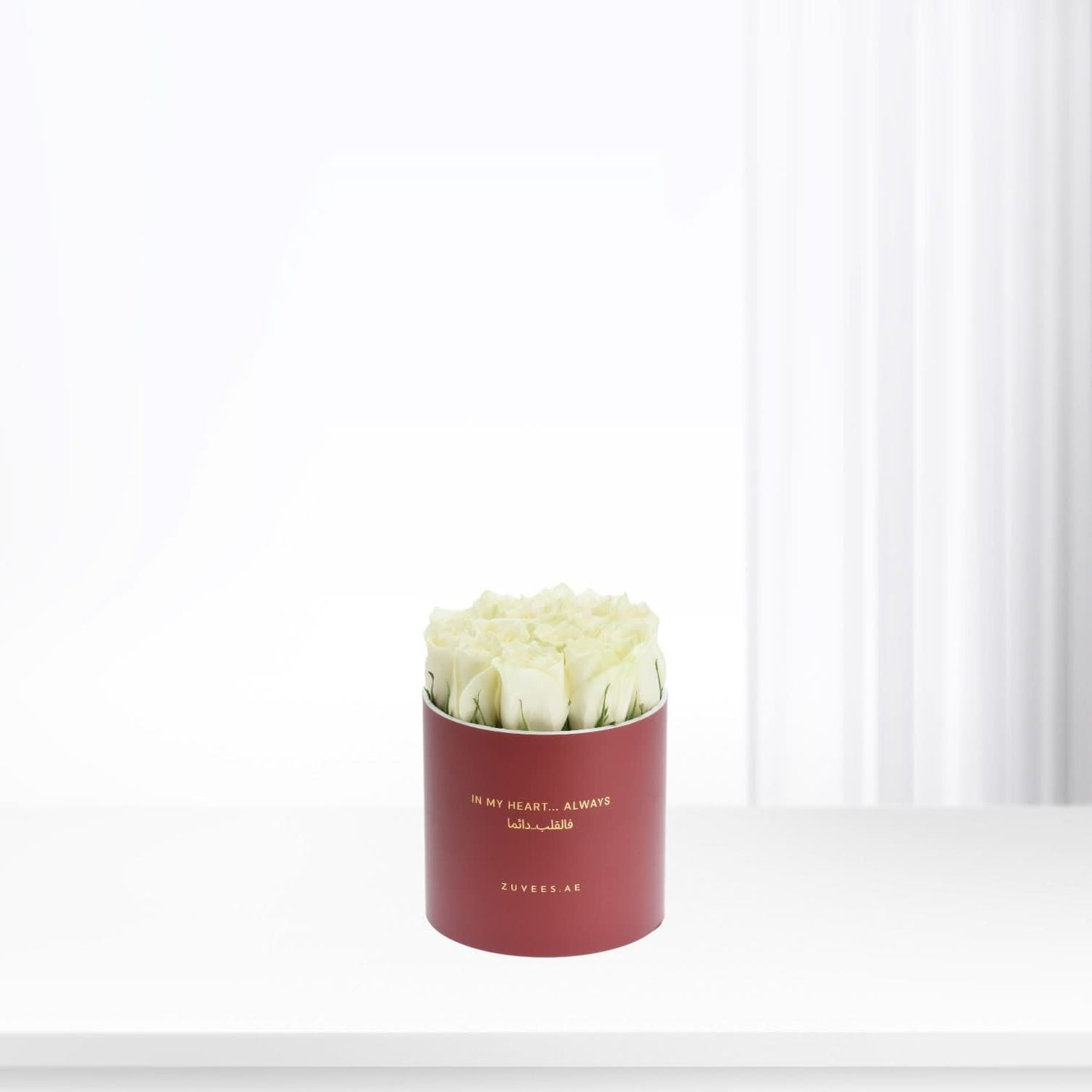 Calm White Roses Red Box - Zuvees.ae
