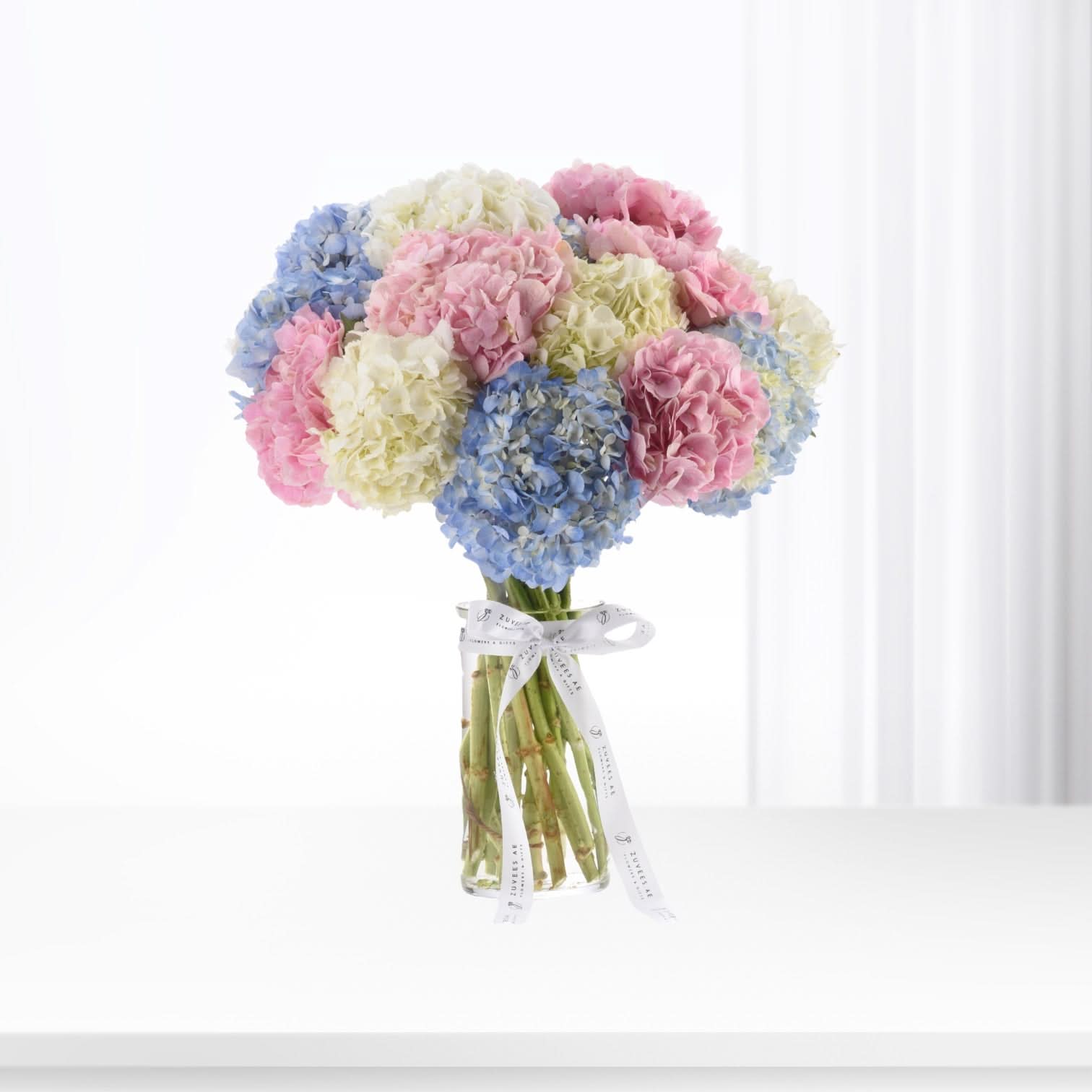 Clouds of Hydrangea in Glass Vase