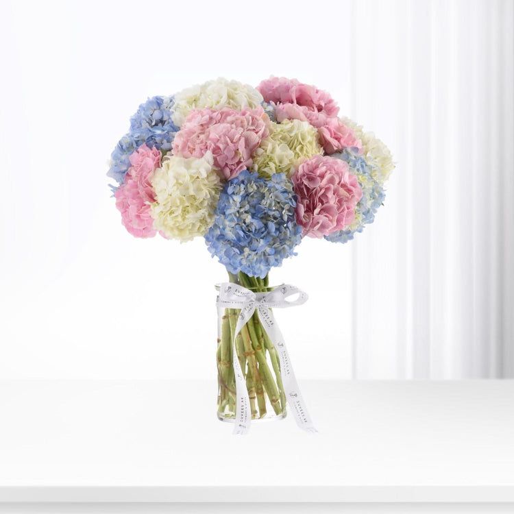 Clouds of Hydrangea in Glass Vase