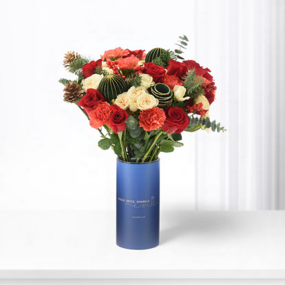 Crimson Ember Christmas Vase