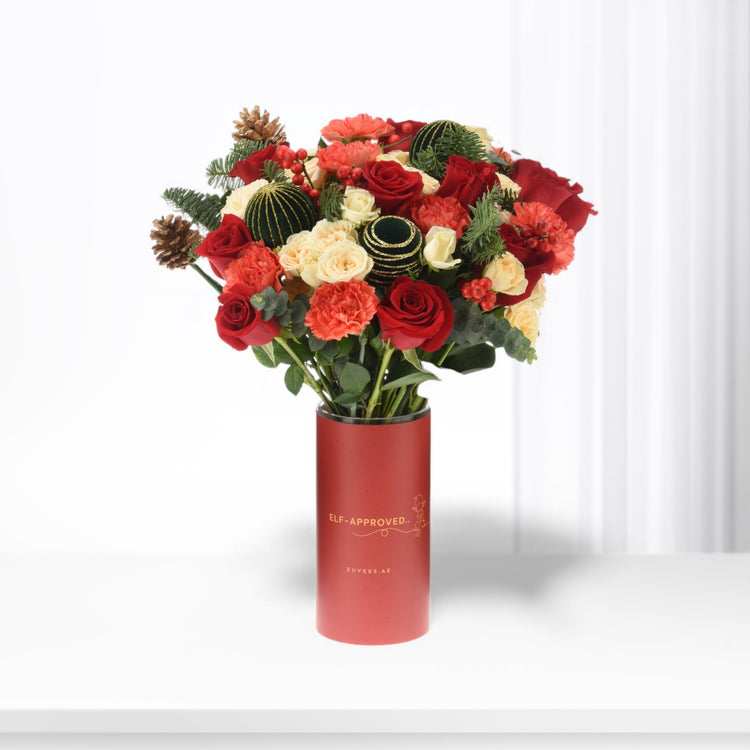 Crimson Ember Christmas Vase