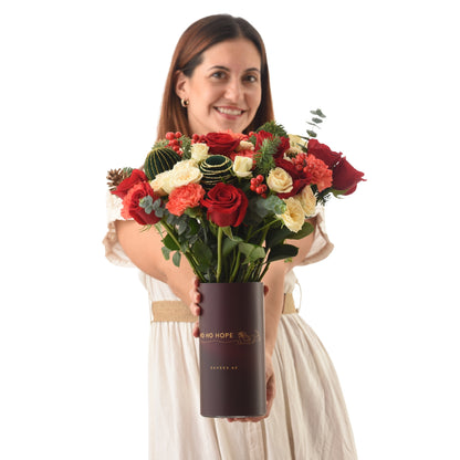 Crimson Ember Christmas Vase