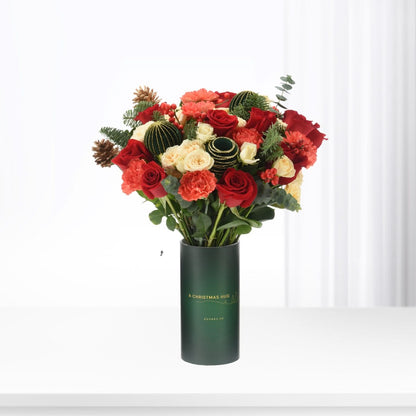 Crimson Ember Christmas Vase