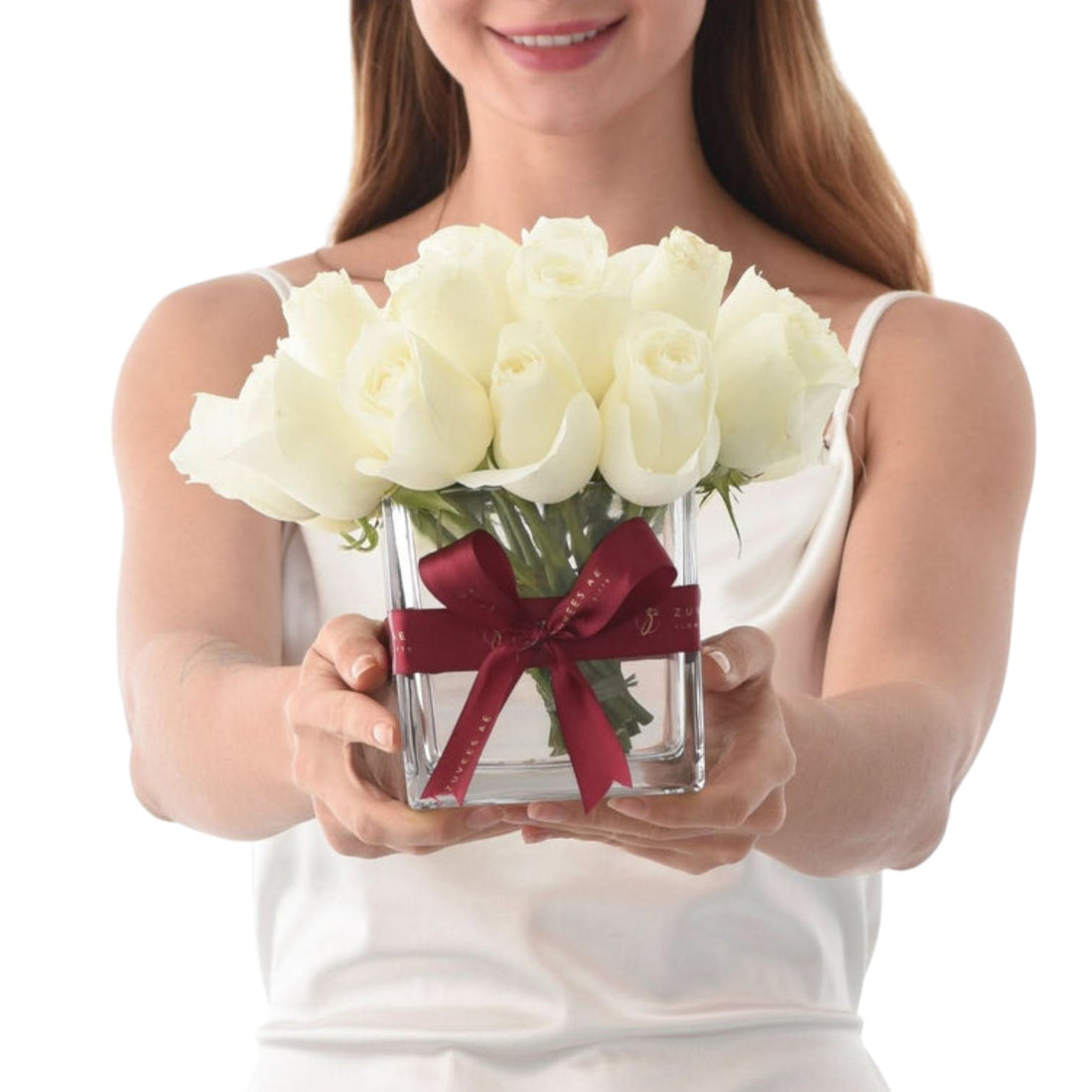 Eternal White in Glass Vase - Zuvees.ae