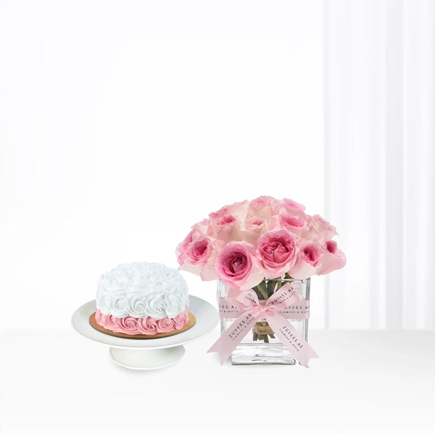Mandala Pink Roses Vase Cake Combo - Zuvees.ae