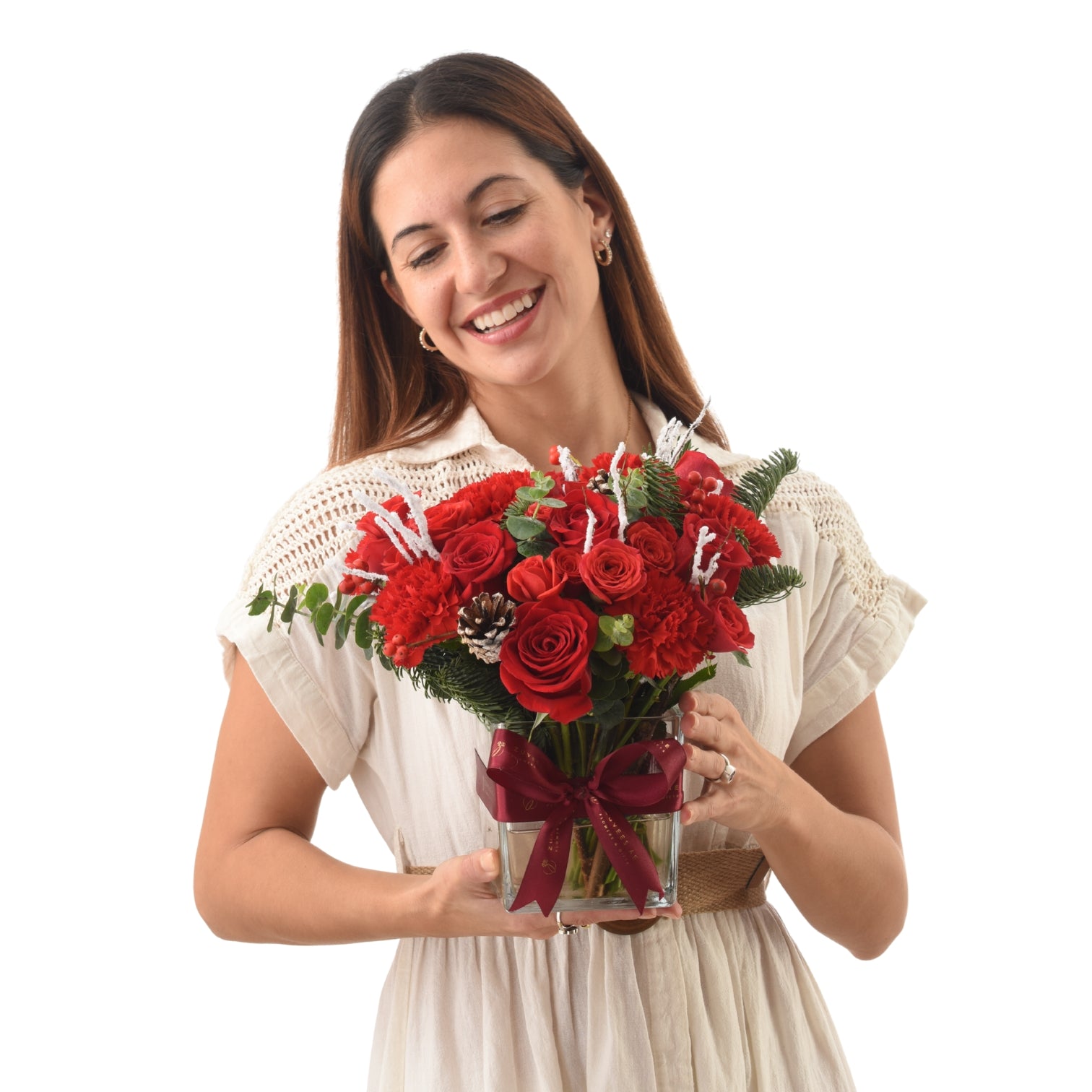 Merry Bright Roses Mini Vase