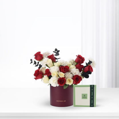 Oasis of Roses Signature Box with Chocolate Combo - Zuvees.ae