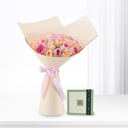 Peach &amp; Pink Delight Bouquet Chocolate Combo - Zuvees.ae