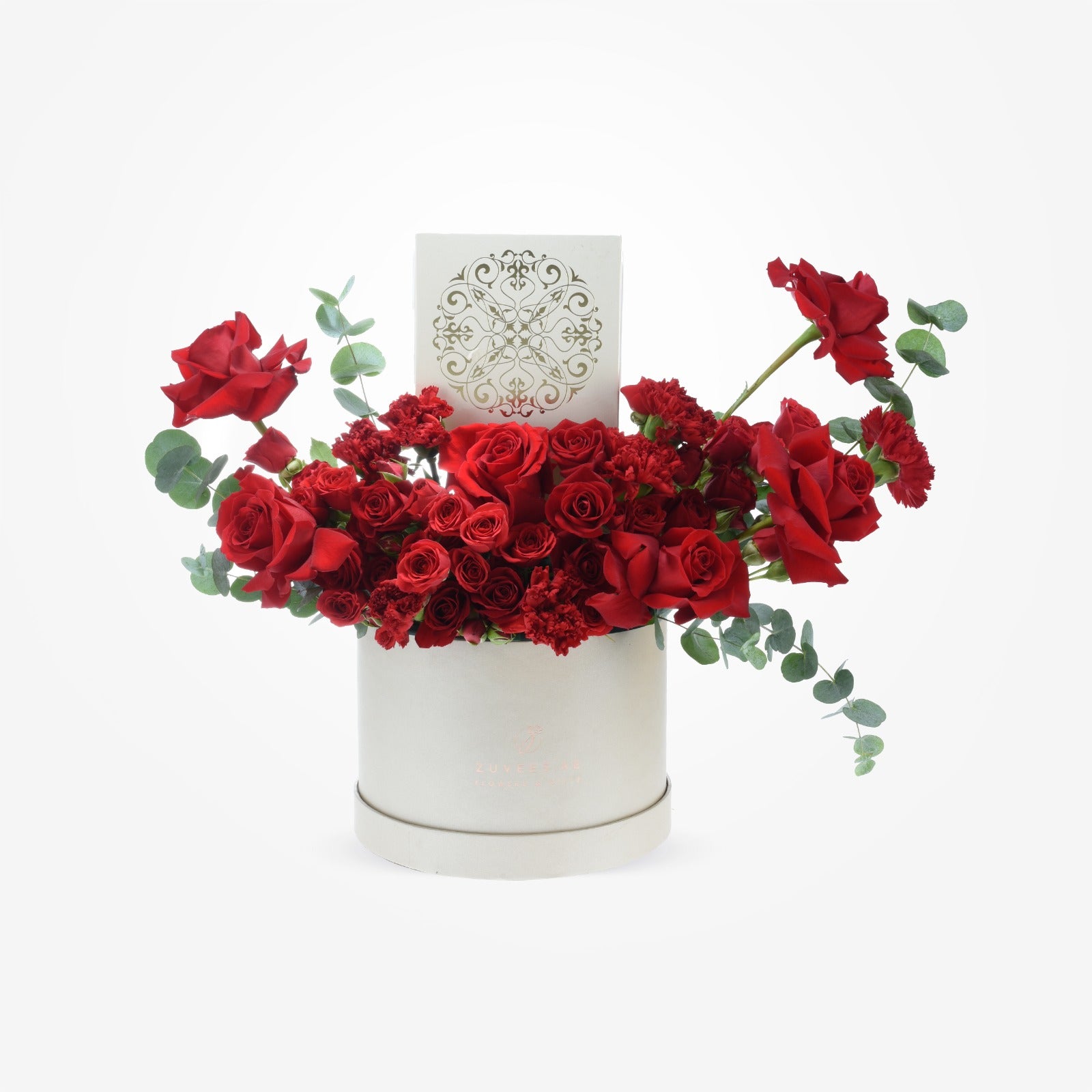Radiant Red Bloom Box with Rasasi Bukhoor Raqiya