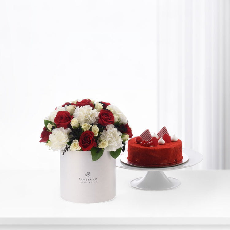 Red Sands White Box with Cake Combo