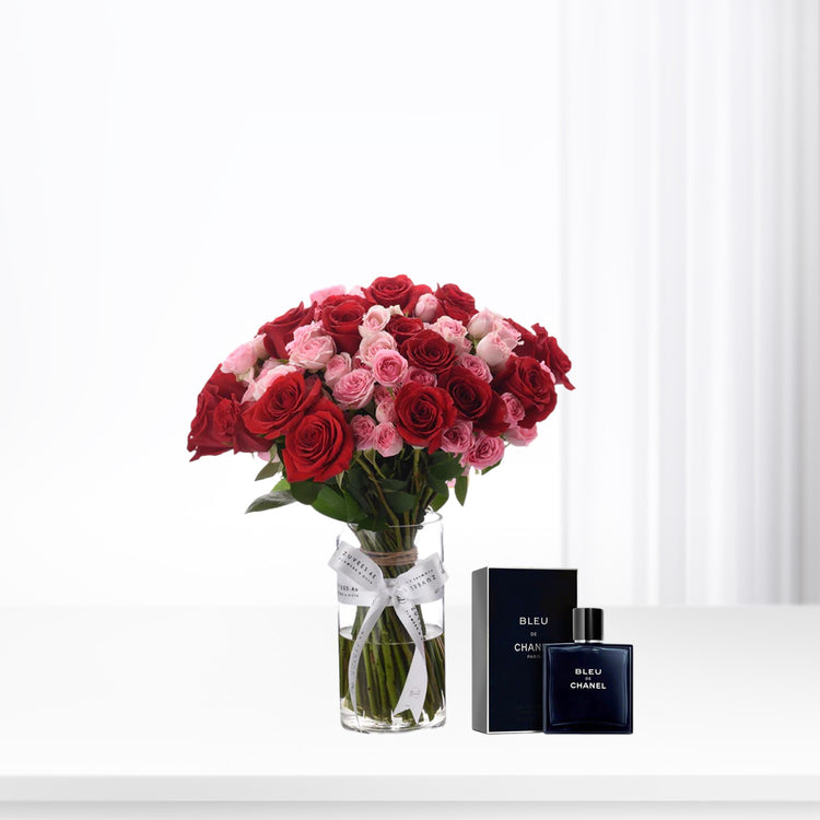 Rose Gradient Glass Vase Perfume Combo - Zuvees.ae