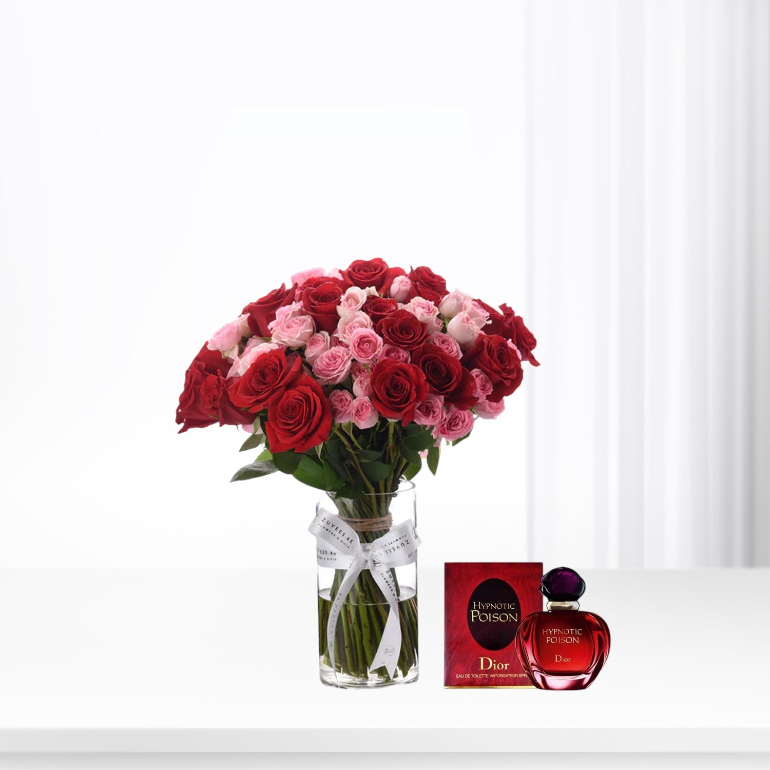 Rose Gradient Glass Vase Perfume Combo - Zuvees.ae