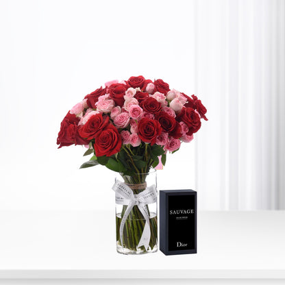 Rose Gradient Glass Vase Perfume Combo - Zuvees.ae
