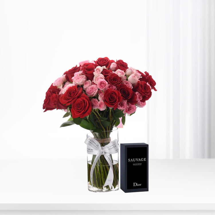 Rose Gradient Glass Vase Perfume Combo - Zuvees.ae