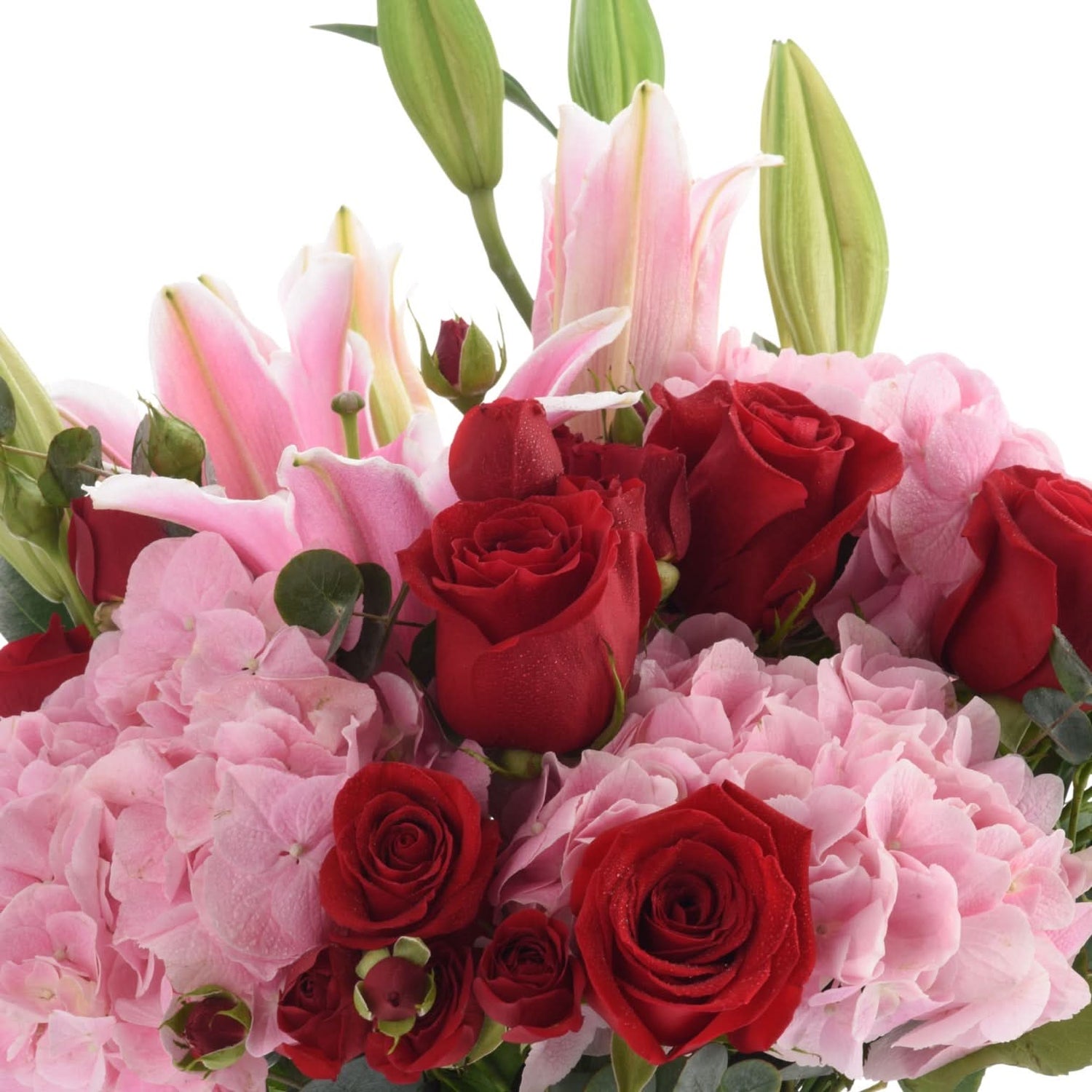 Roses Over Pink Clouds Glass Vase