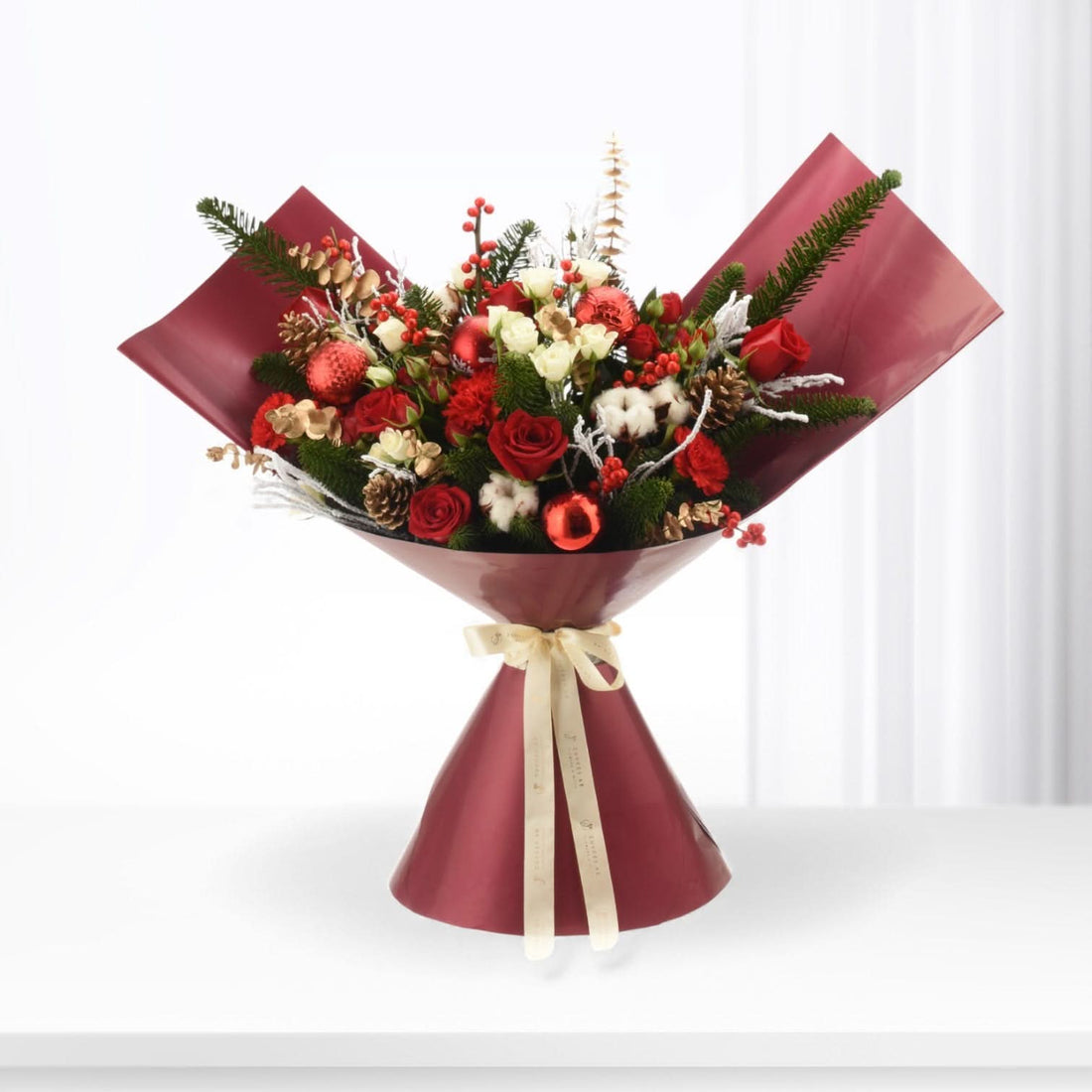 Snowlit Roses of Christmas Bouquet