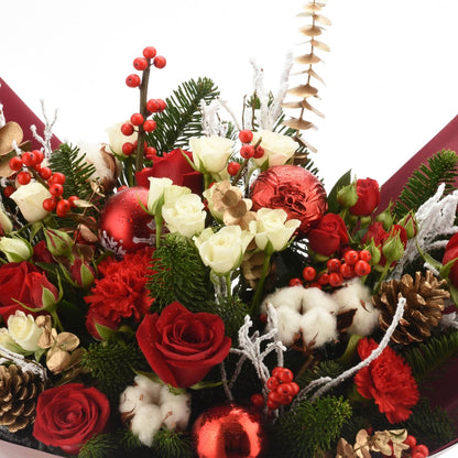Snowlit Roses of Christmas Bouquet