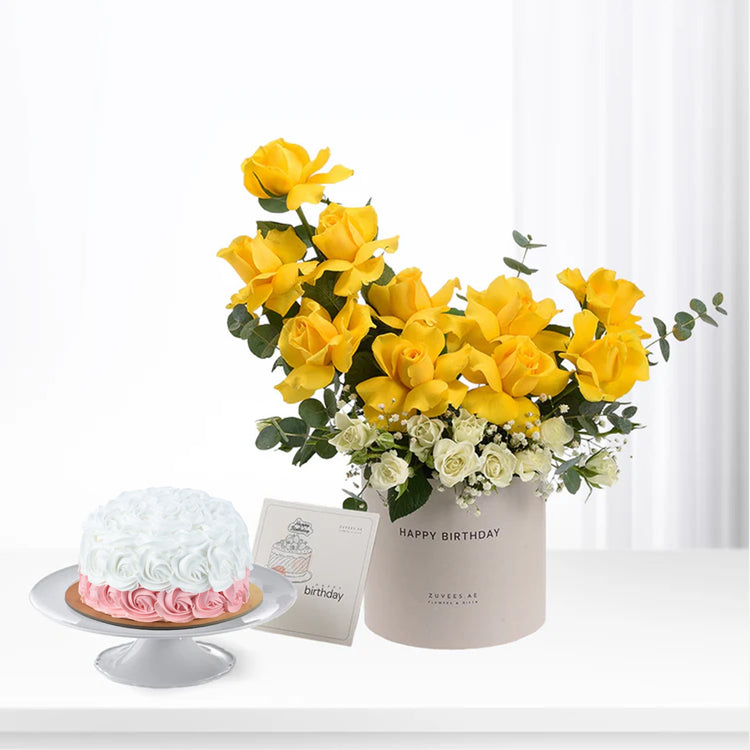 Sunshine &amp; Snowflakes Birthday Box Cake Combo - Zuvees.ae