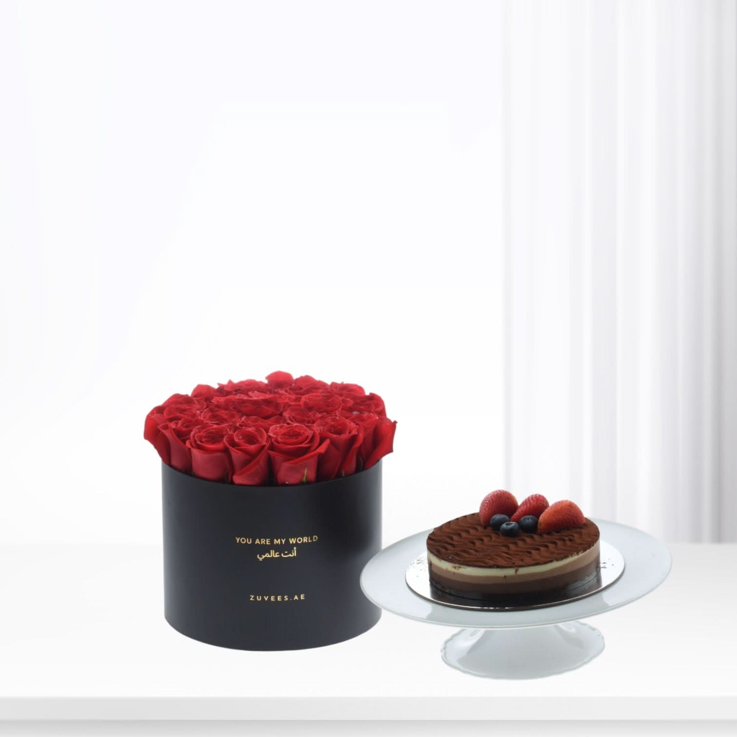 The Deep Red Hour You Are My World Box Cake Combo | ZUVEES – Zuvees.ae