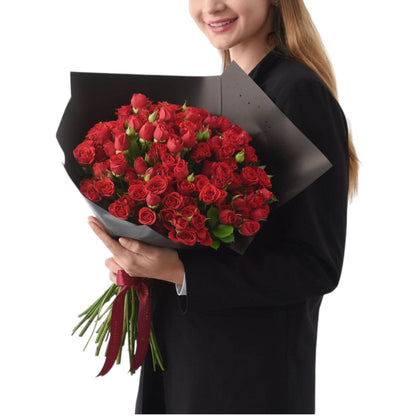 The Majestic 25 Red Spray Roses Bouquet