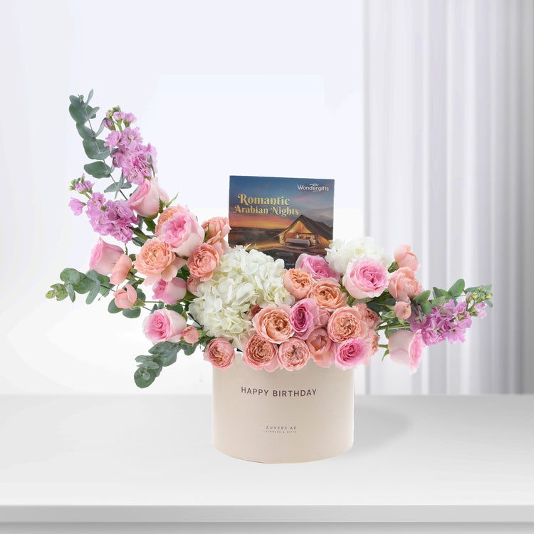 Pink Elegance Birthday Bloom Experience Box – Flowers &amp; Wondergifts