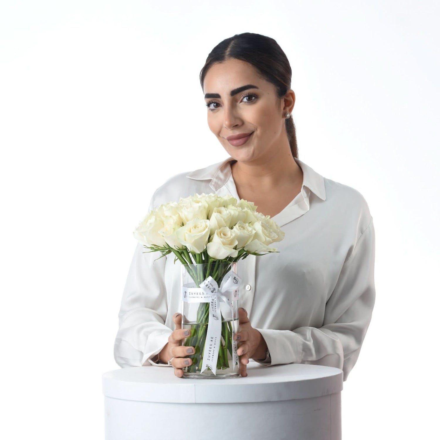 Eternal White in Glass Vase