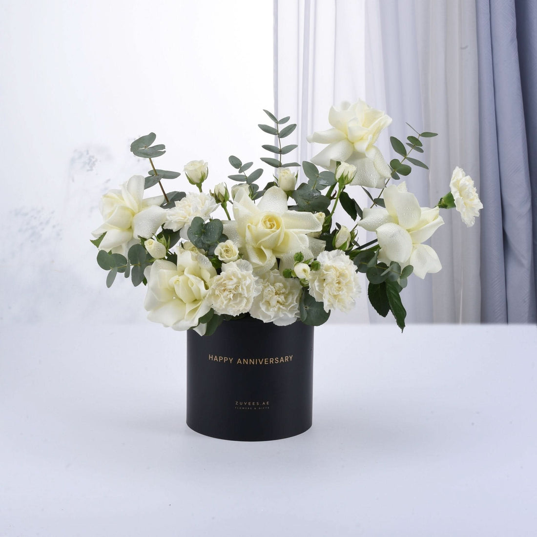 Ethereal White Bloom Anniversary Box - Zuvees.ae