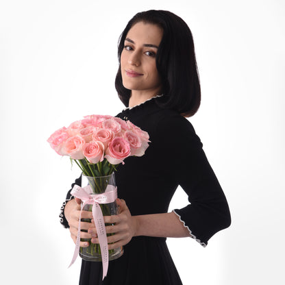 Sweet Pink Roses Vase